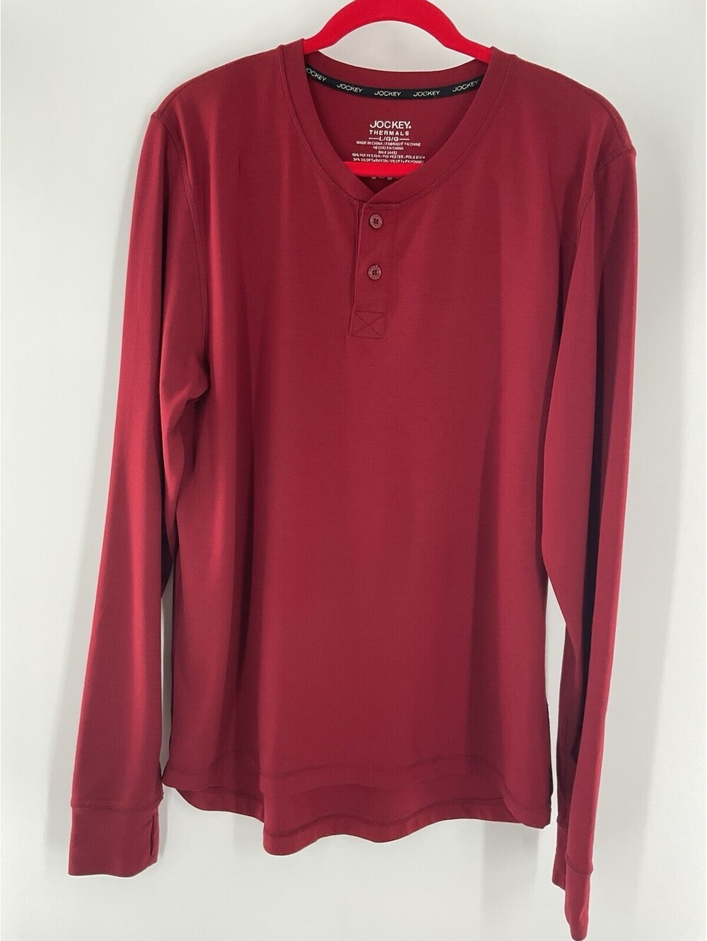 Jockey Thermals Menβs Large Long Sleeve Burgundy Shirt 098